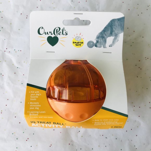 Dog Toy OurPets IQ Treat Ball  Orange Color  Size : 4 inch - Picture 1 of 4